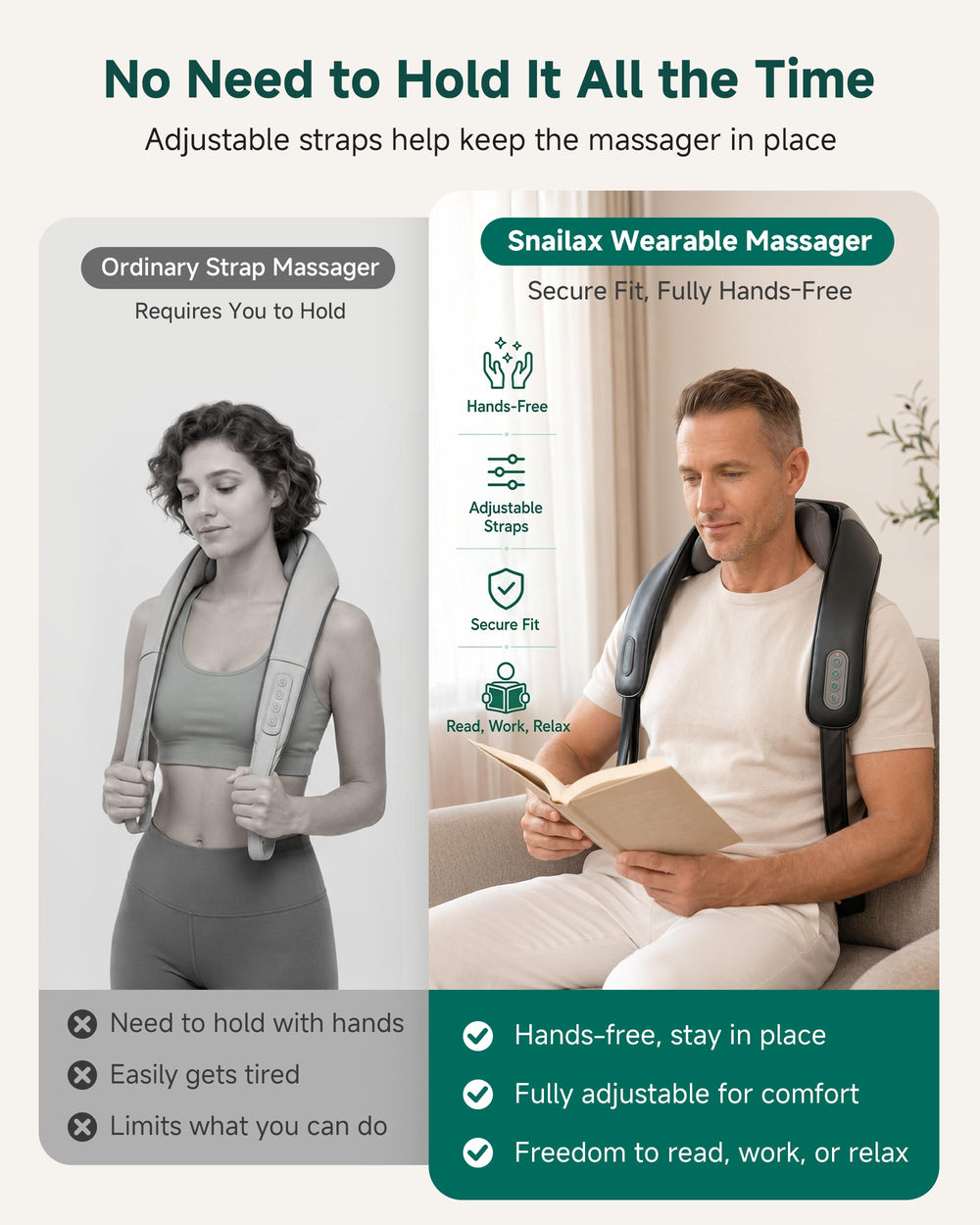 Snailax tamaño comparado con mano, diseño compacto y portátil