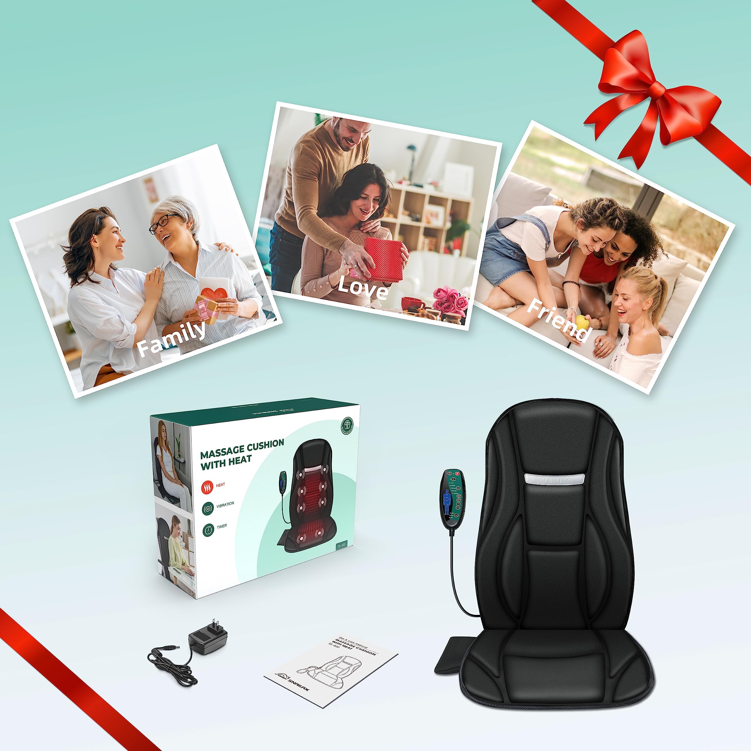 Snailax comparación de tamaño sobre una silla para visualizar ajuste y portabilidad