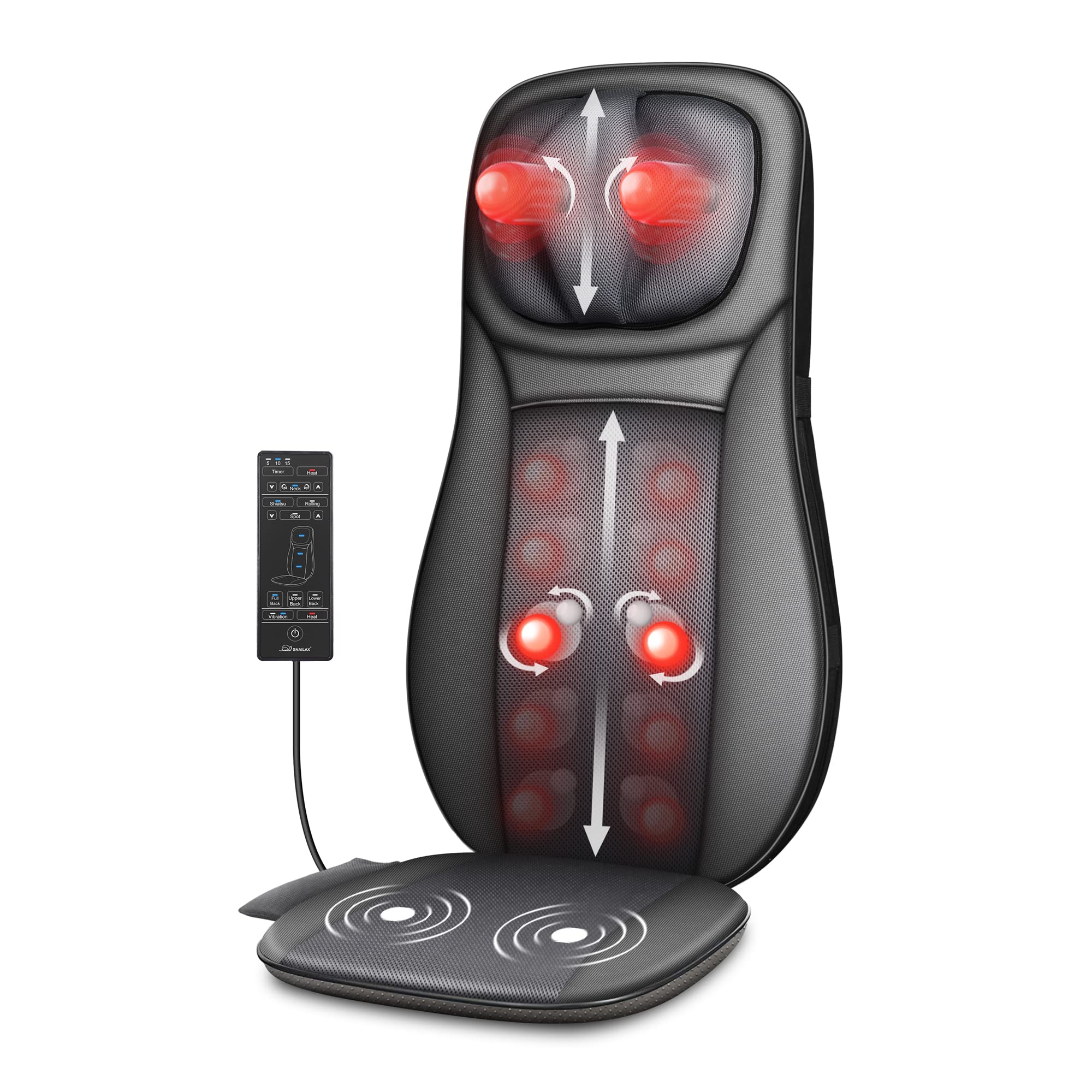 Snailax almohadilla frontal sobre silla mostrando ajuste y comodidad