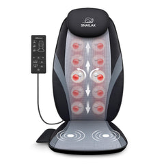 Snailax vista frontal del cojín masajeador mostrando nodos shiatsu y diseño ergonómico