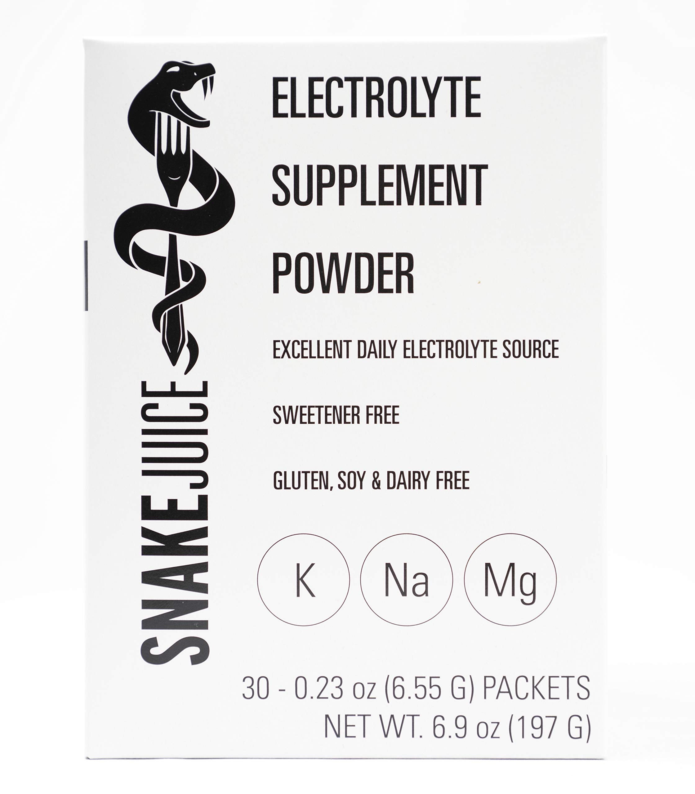 SNAKE Juice frente del paquete mostrando 30 stick packs y beneficios claros