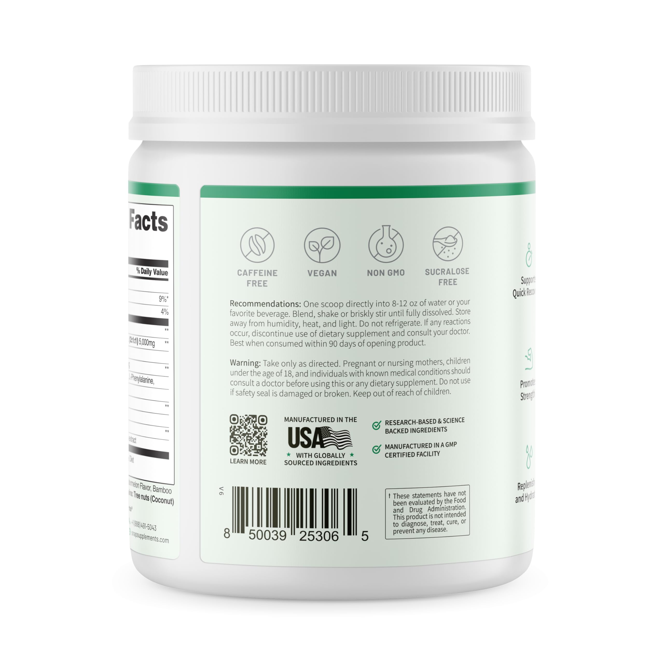 Atleta en gimnasio usando Snap Supplements BCAA, energía y soporte durante entrenamiento