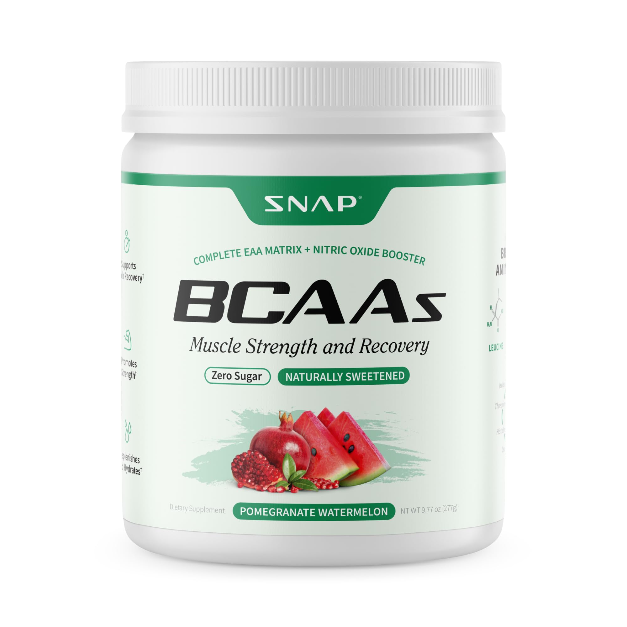 Snap Supplements envase frontal mostrando sabor y diseño, aporta claridad de uso