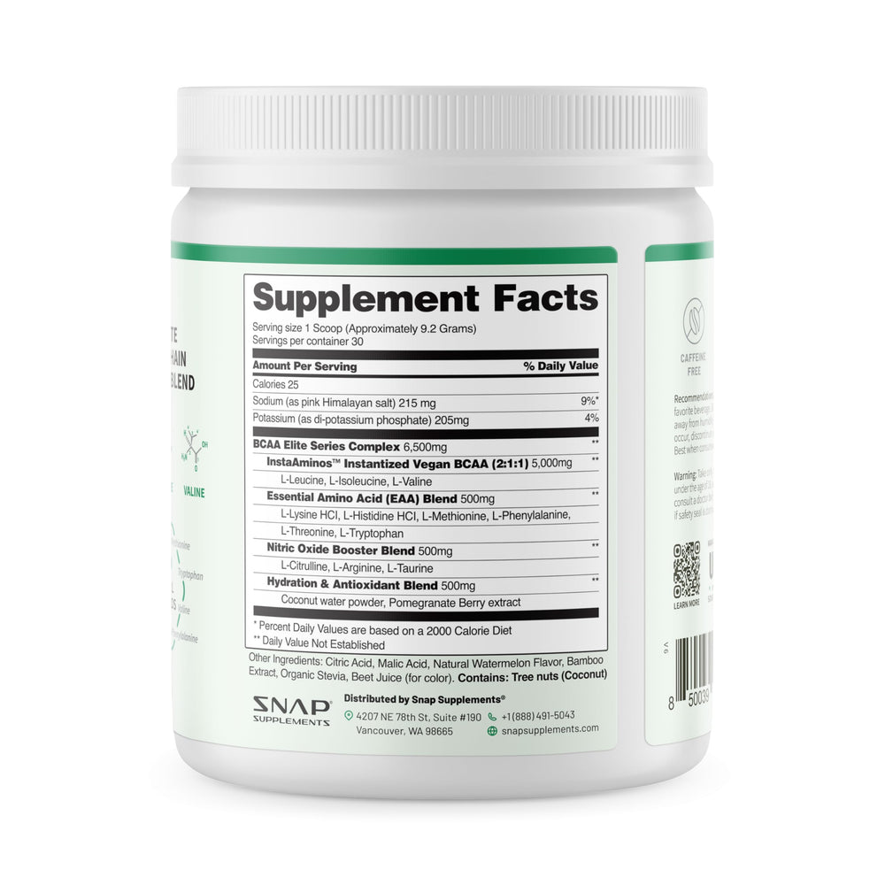 Envase junto a una regla para comparar tamaño Snap Supplements, fácil de llevar