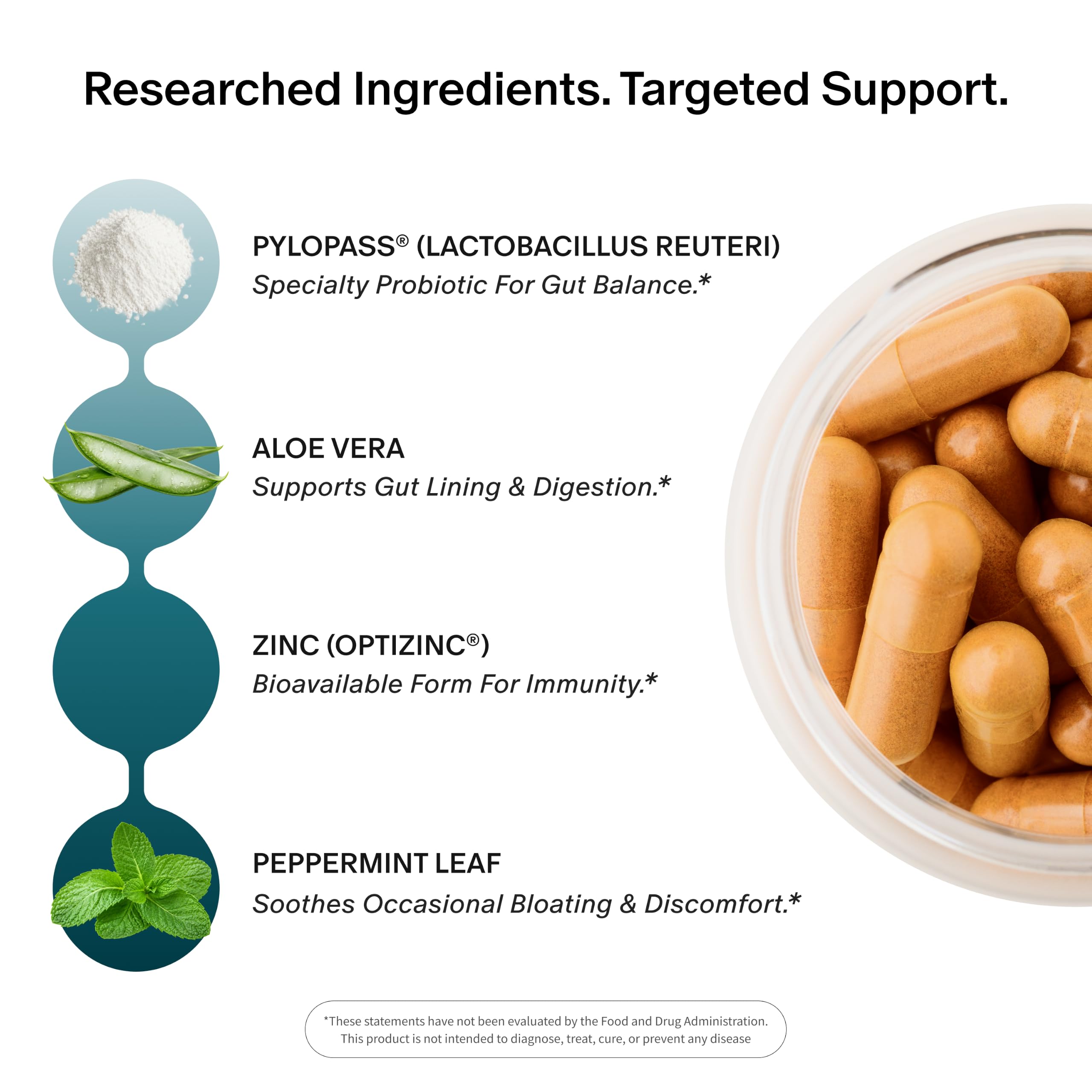 Snap Supplements cápsulas veganas apiladas mostrando textura fácil de tragar