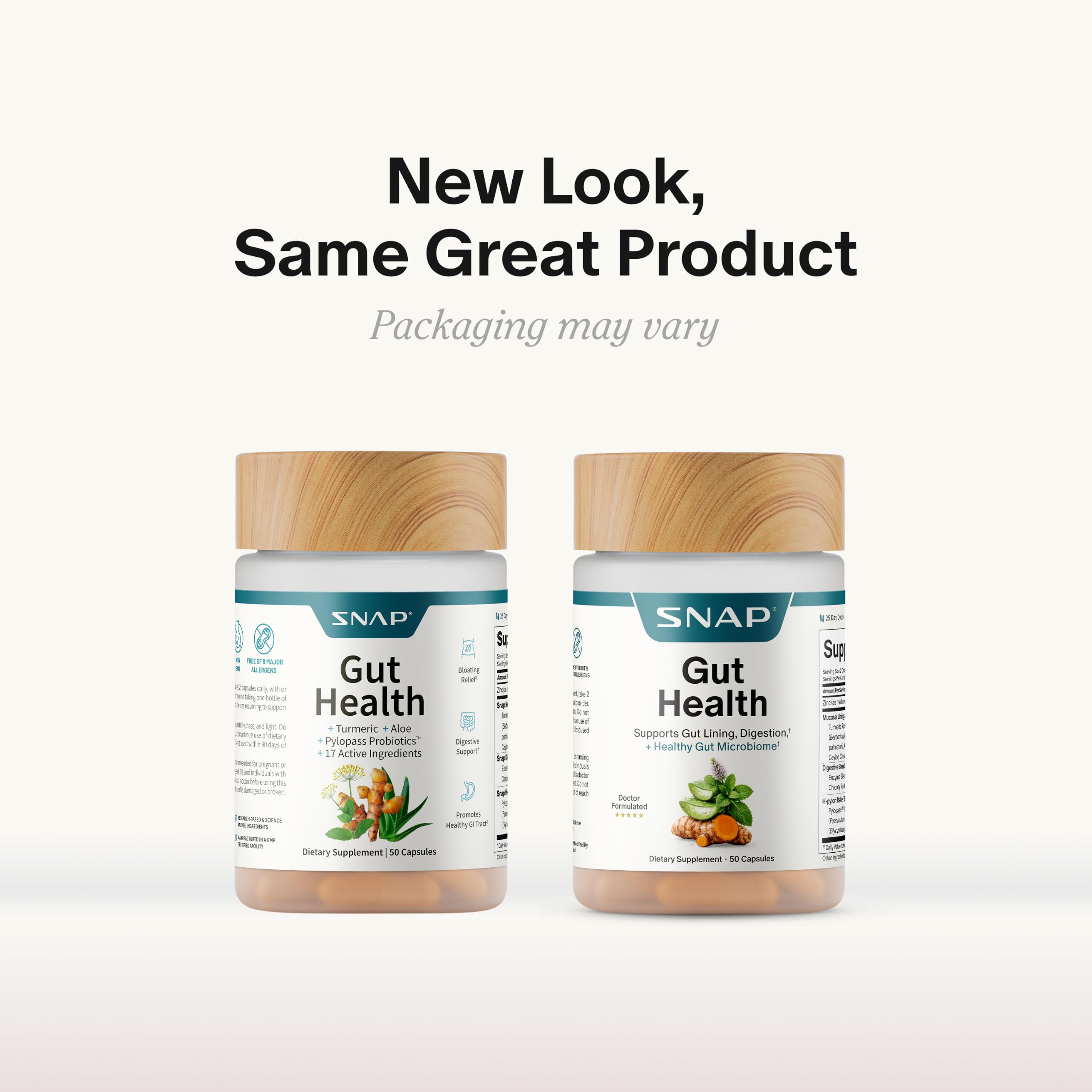Snap Supplements empaque y certificado GMP simbolizando calidad