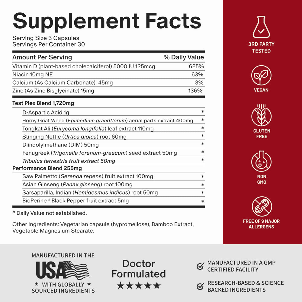 Snap Supplements etiqueta con lista de ingredientes y certificaciones