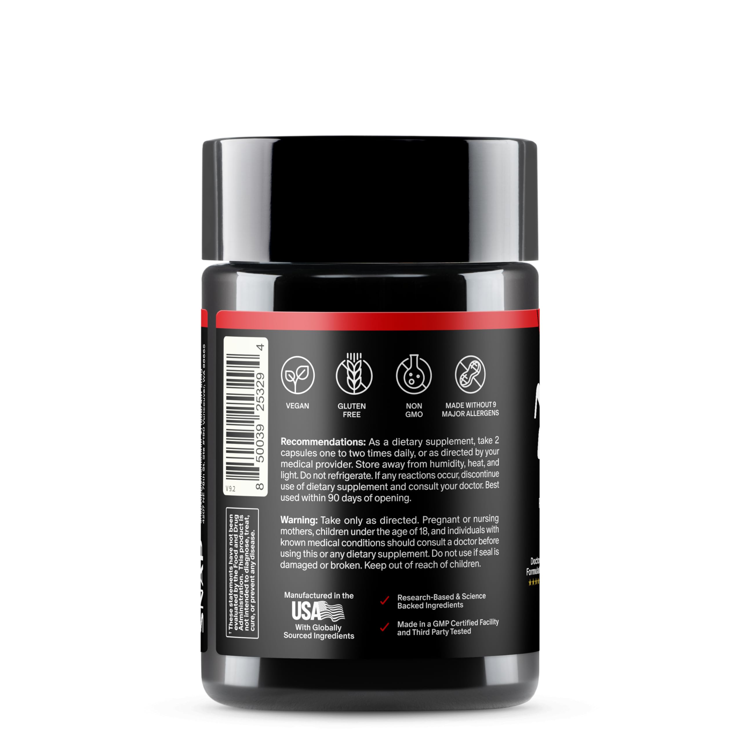 Snap Supplements etiqueta nutricional enfocada en ingredientes transparentes