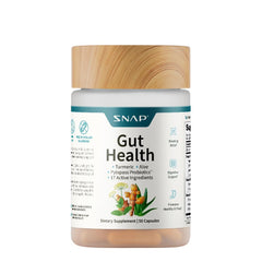 Snap Supplements frasco frontal mostrando 50 cápsulas y beneficios