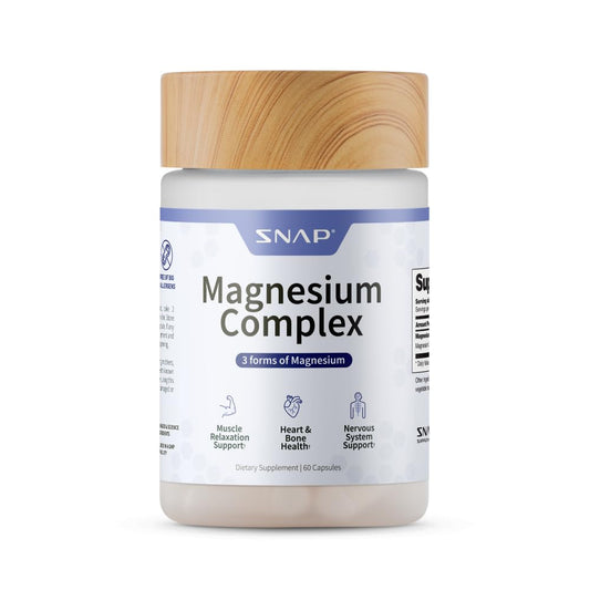 Snap Supplements frasco frontal mostrando diseño y ventaja de dosis simple