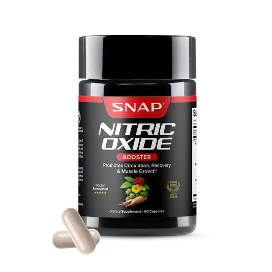 Snap Supplements vista frontal del envase mostrando marca y beneficios