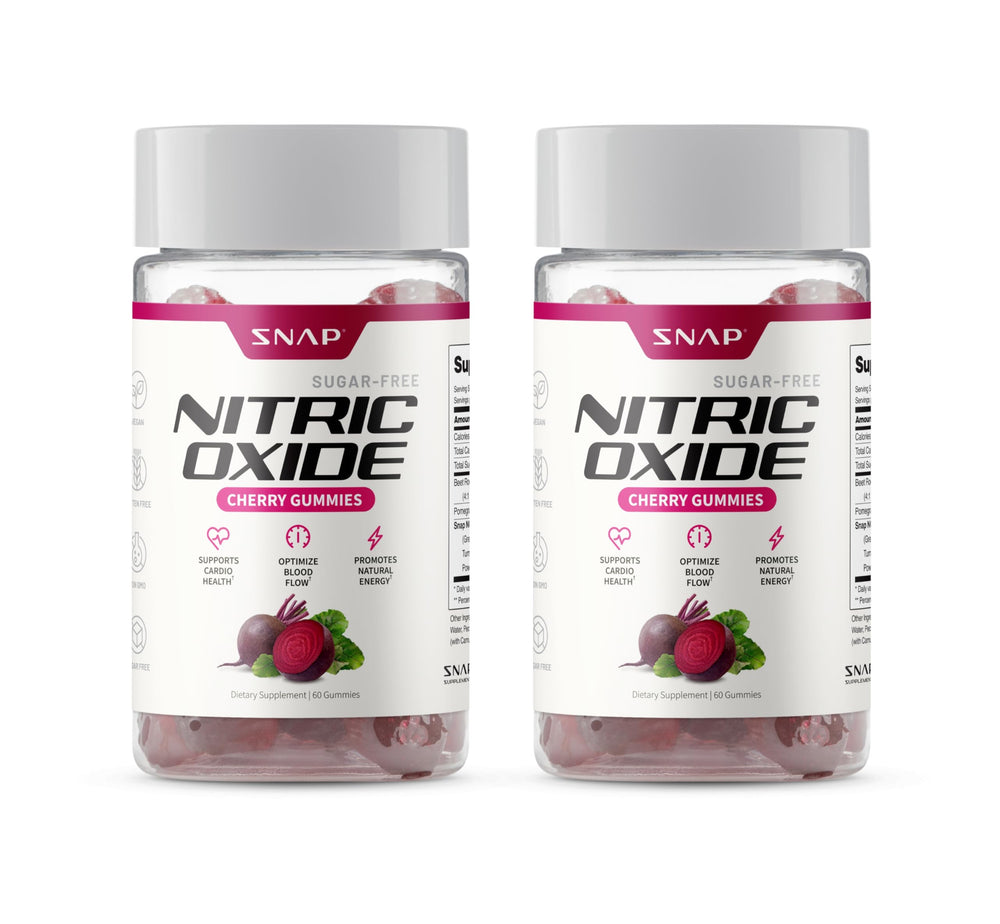Snap Supplements gominolas remolacha frontal mostrando envase y beneficio conveniencia
