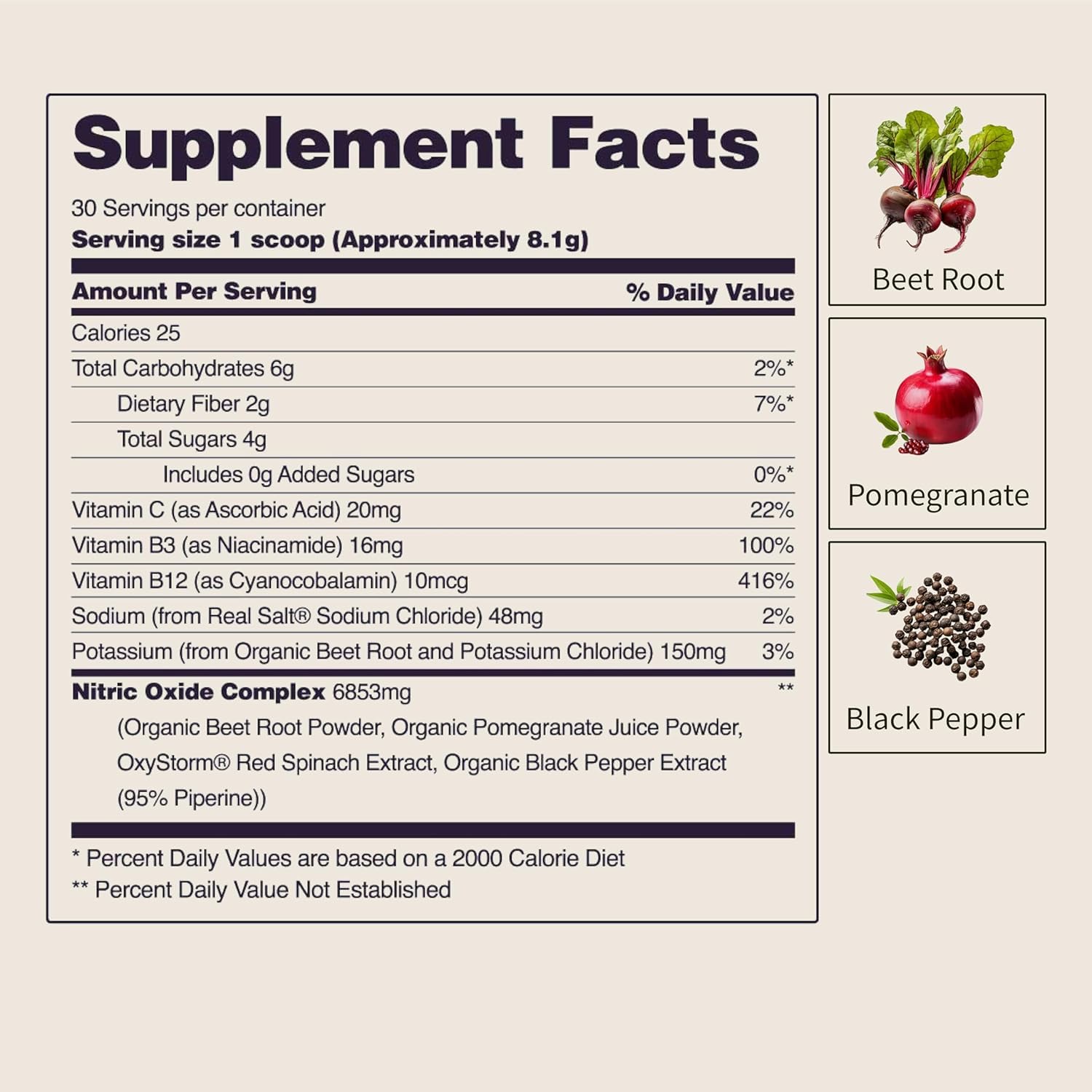 Bote abierto de Heart Beets de Snap Supplements que muestra la cantidad y presentación interior