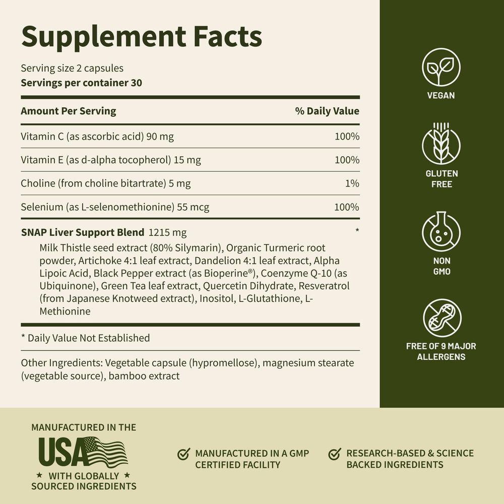 Snap Supplements ingredientes naturales orgánicos, evidencia de origen vegetal