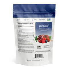 Caja abierta Snap Supplements mostrando masticables organizados y presentación