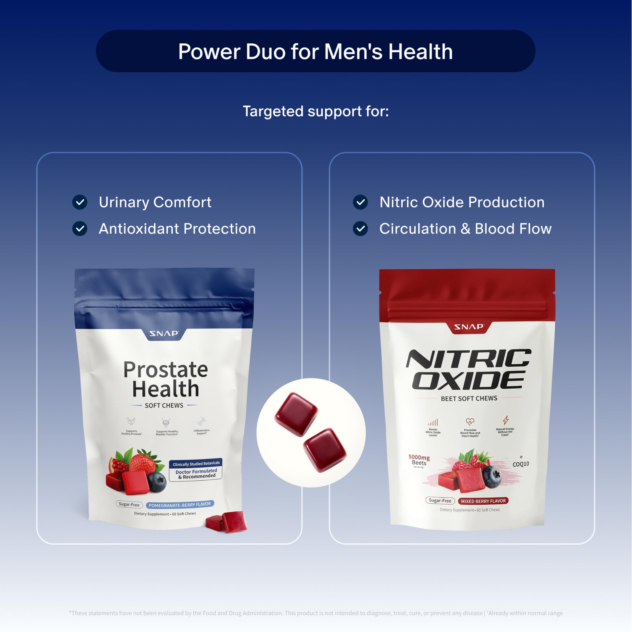 Snap Supplements masticable en mano para referencia de tamaño