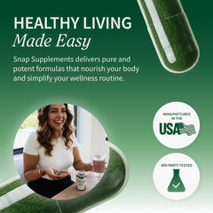 Snap Supplements tamaño del bote comparado con monedas para referencia de escala