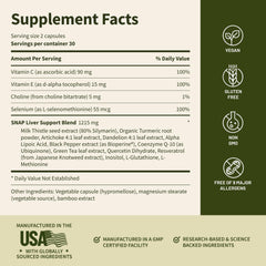 Snap Supplements frasco junto a alimentos saludables, sugiere integración