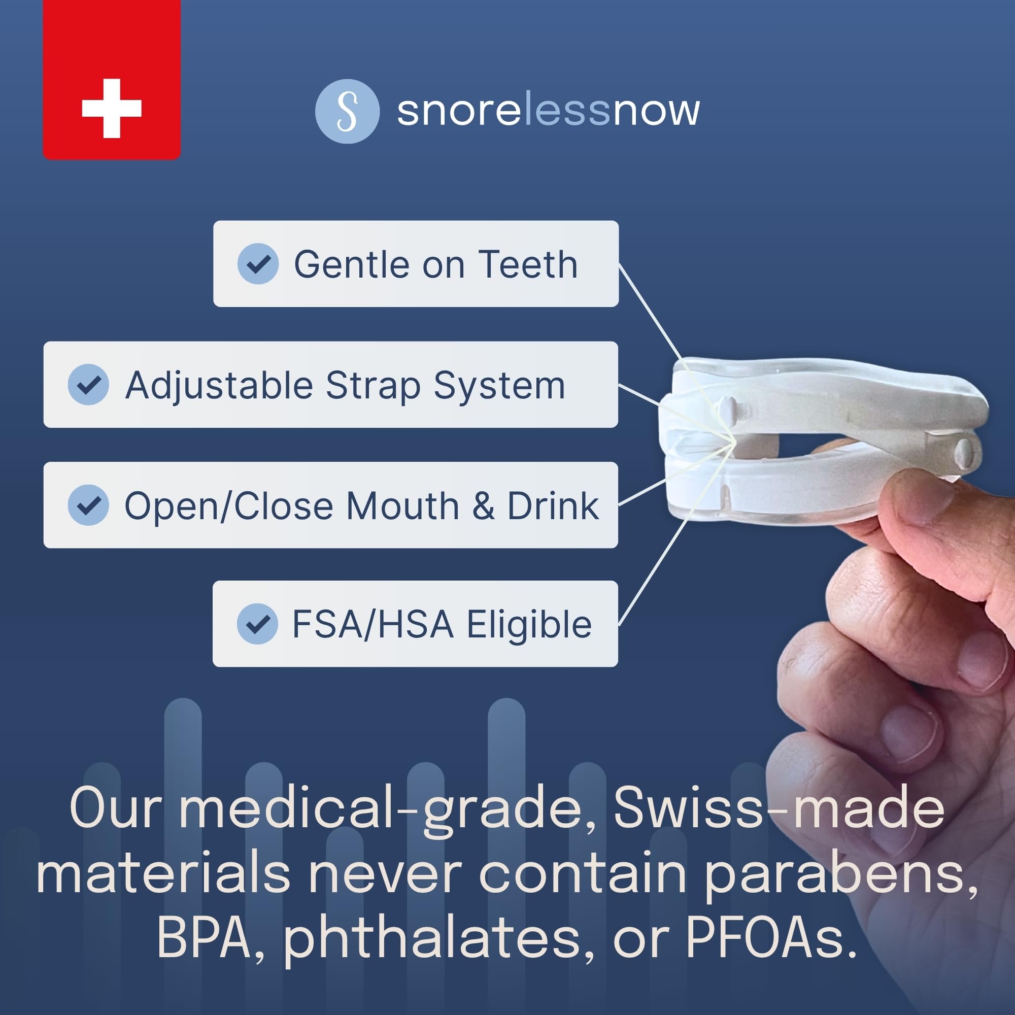 SnoreLessNow Somnofit-S vista interior texturizada para un ajuste cómodo