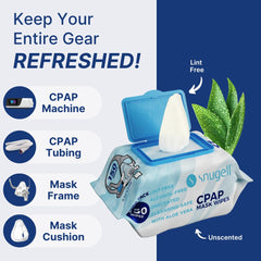 Uso de Snugell limpiando mascarilla CPAP para mantener higiene rápida