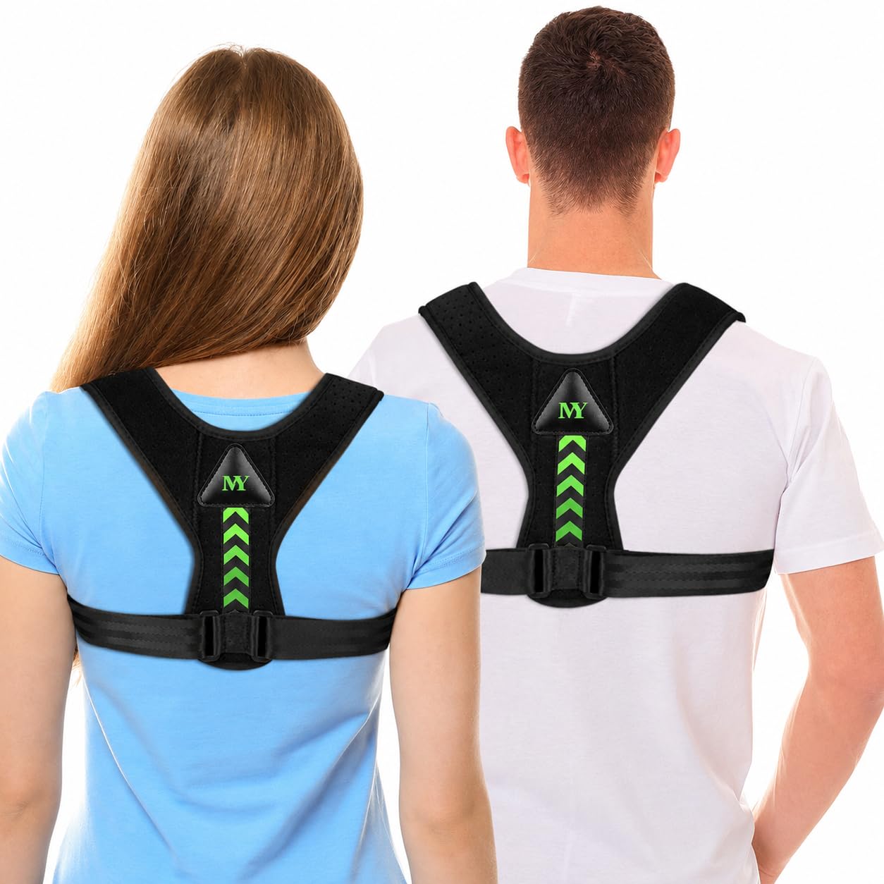 SNUSIM vista frontal del corrector puesto, muestra ajuste ergonómico y alineación