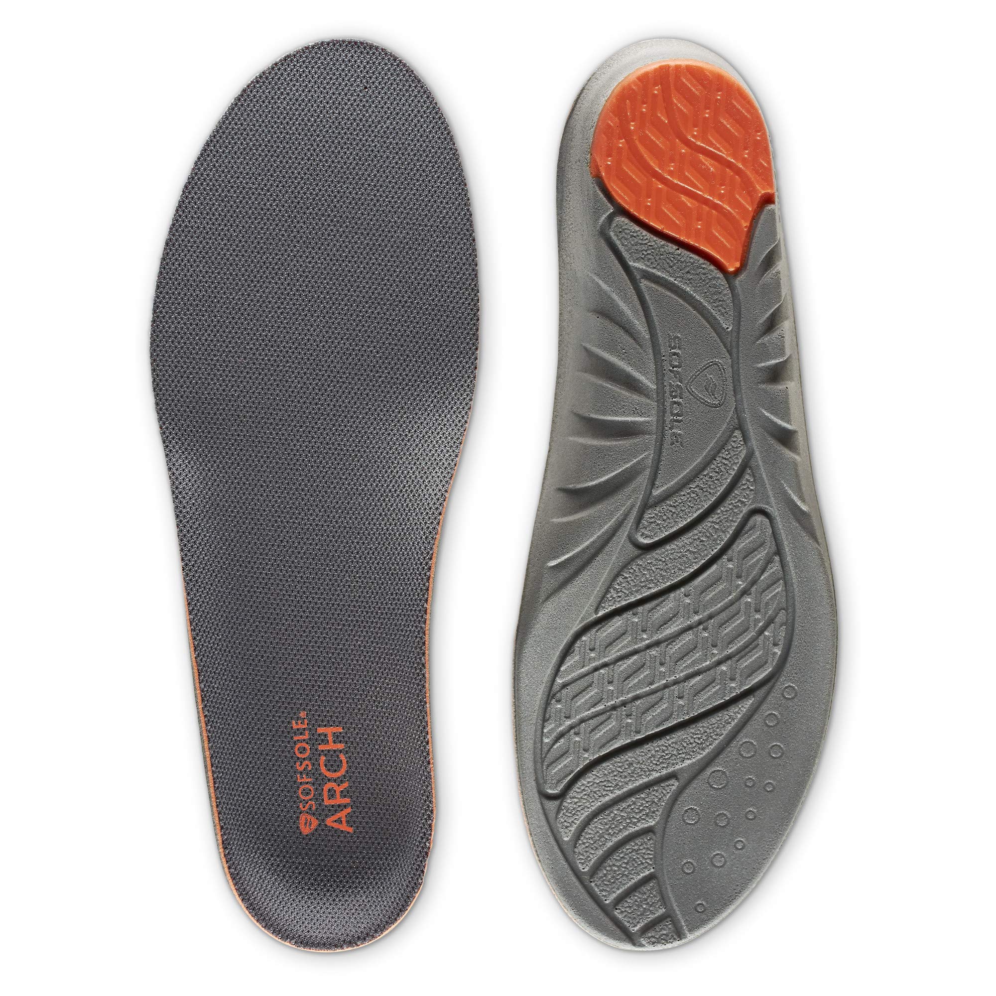 Sof Sole Arch frontal del empaque mostrando plantillas y beneficio de soporte