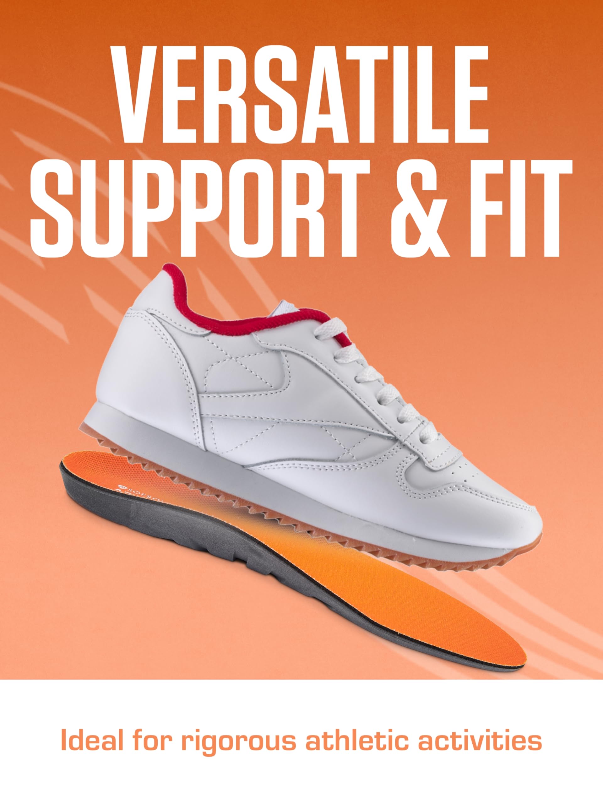 Sof Sole lifestyle corredor usando zapatillas con plantillas para confort prolongado