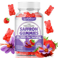 softbear envase frontal de gominolas sabor fresa, diseño claro y beneficios visibles