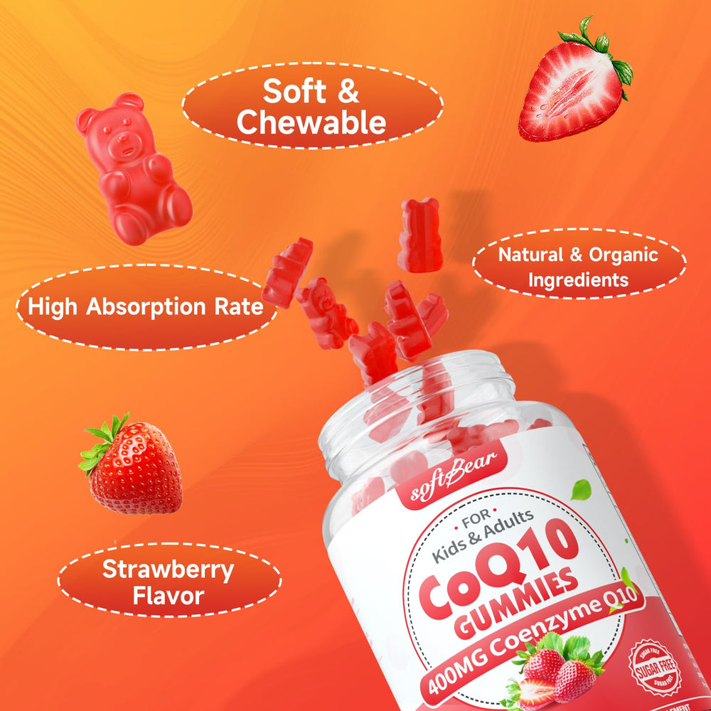 softbear gominolas en plato junto a fresas para apetito agradable
