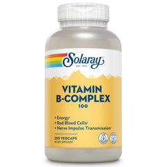 SOLARAY B-Complex en botella para energía diaria y vitalidad.
