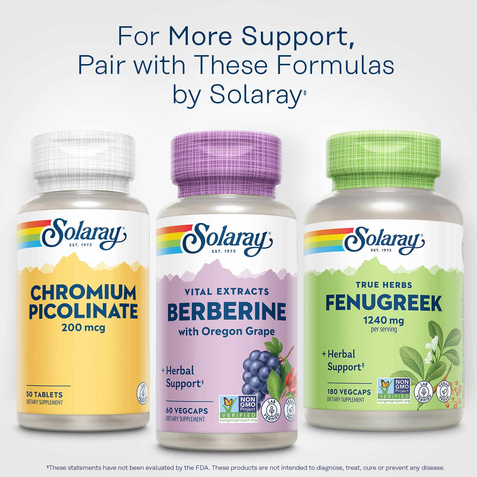 SOLARAY etiqueta nutricional legible destacando dosis y certificaciones