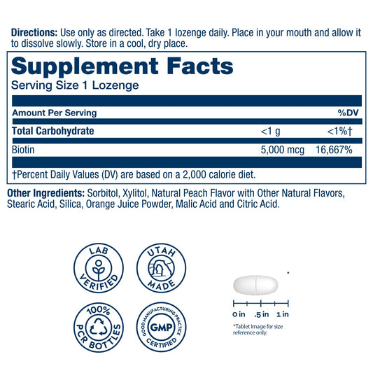 Pastillas Solaray Biotina 5000mcg en blíster para uso cómodo
