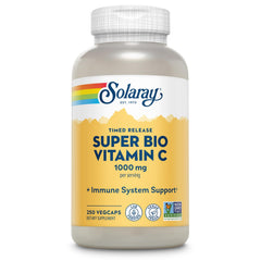 SOLARAY botella frontal mostrando 250 VegCaps y beneficio de suplementación diaria