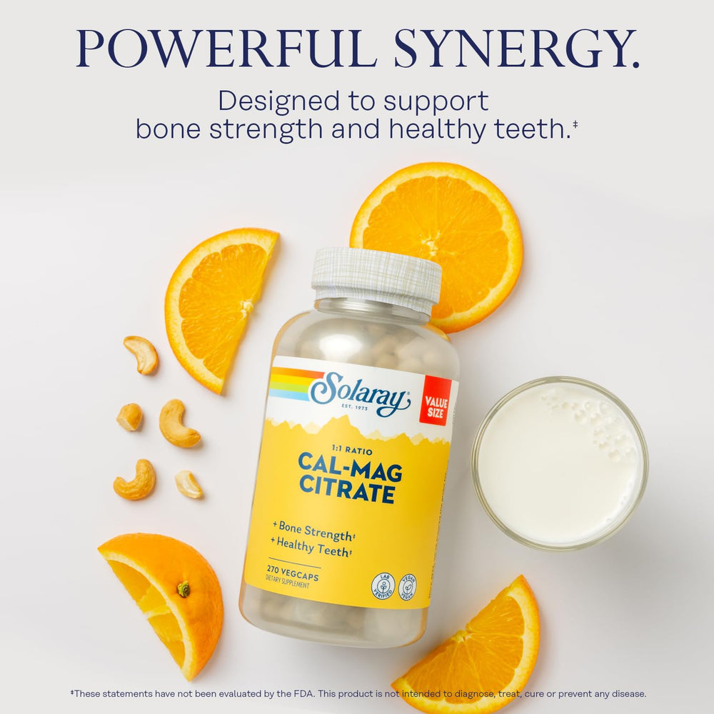 Mezcla de hierbas de SOLARAY Calcio Magnesio Citrato, base natural.