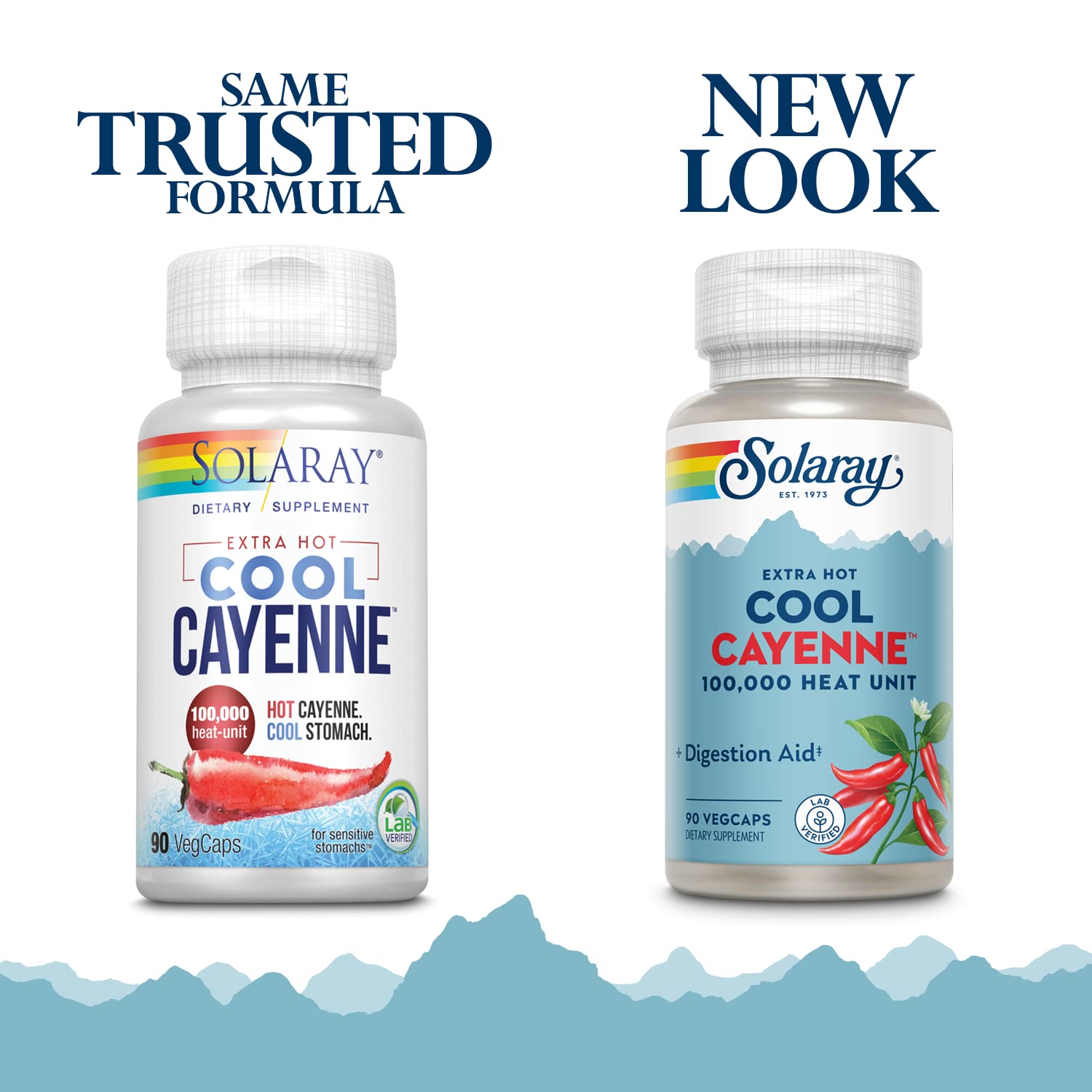 SOLARAY Cayena Extrema etiqueta, diseño claro para identificar este suplemento culinario.