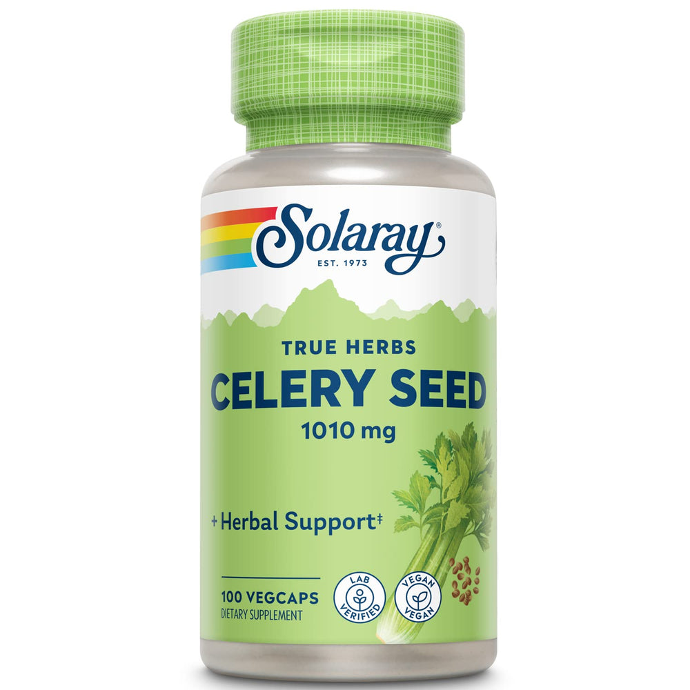 SOLARAY frasco frontal mostrando etiqueta y 100 VegCaps beneficios