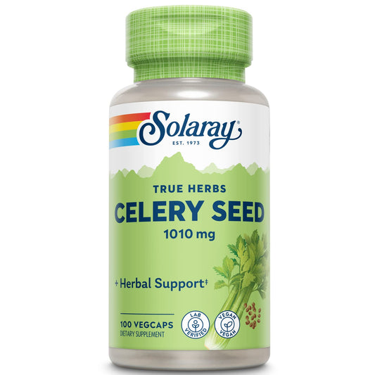 SOLARAY frasco frontal mostrando etiqueta y 100 VegCaps beneficios