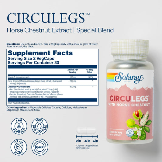 SOLARAY Circulegs ingrediente castaño de Indias; extracto para bienestar