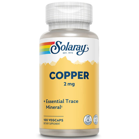 SOLARAY Cobre 2 mg: chelato aminoacido para absorcion rapida, apoyo energetico diario