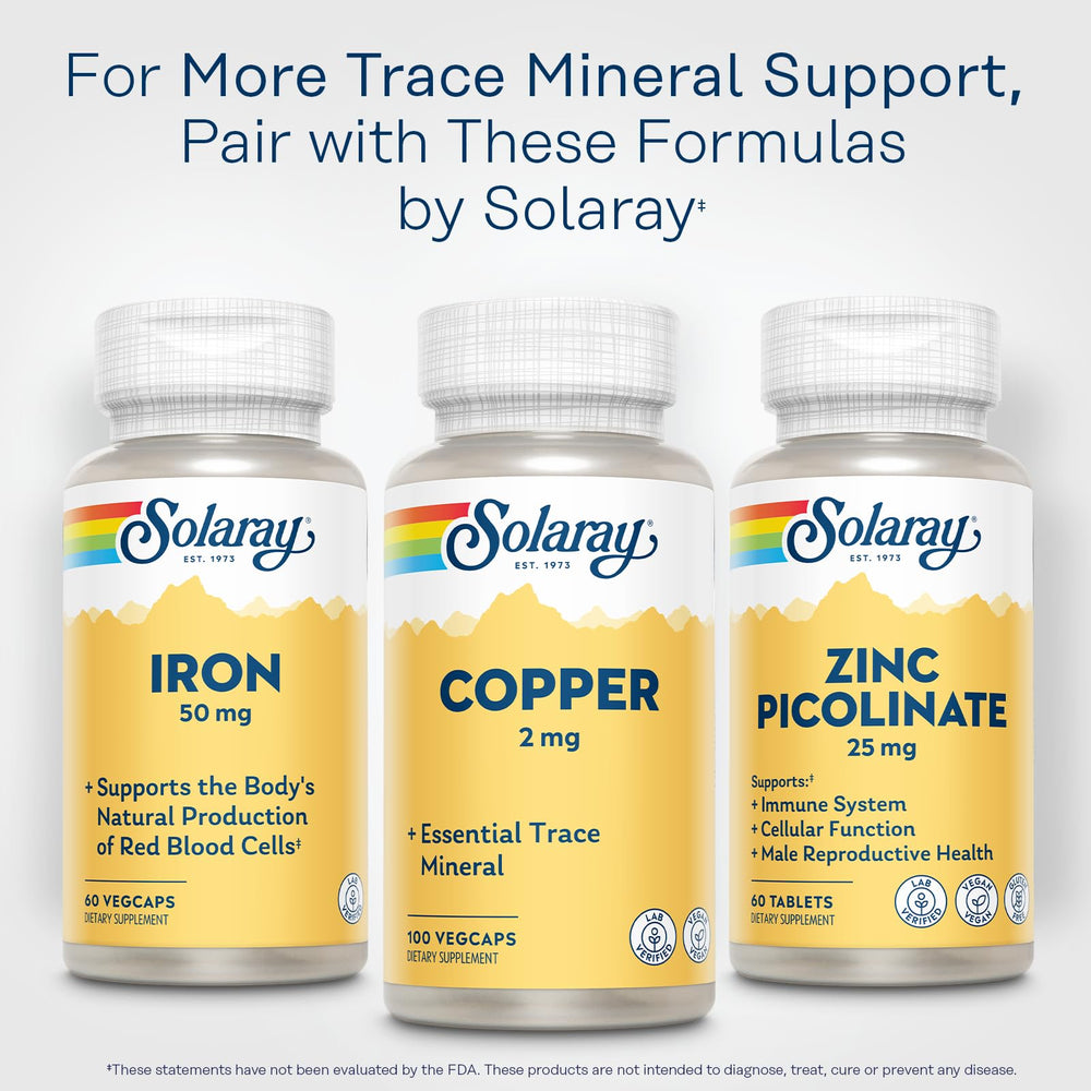 Solaray etiqueta nutritiva mostrando ingredientes y dosificación
