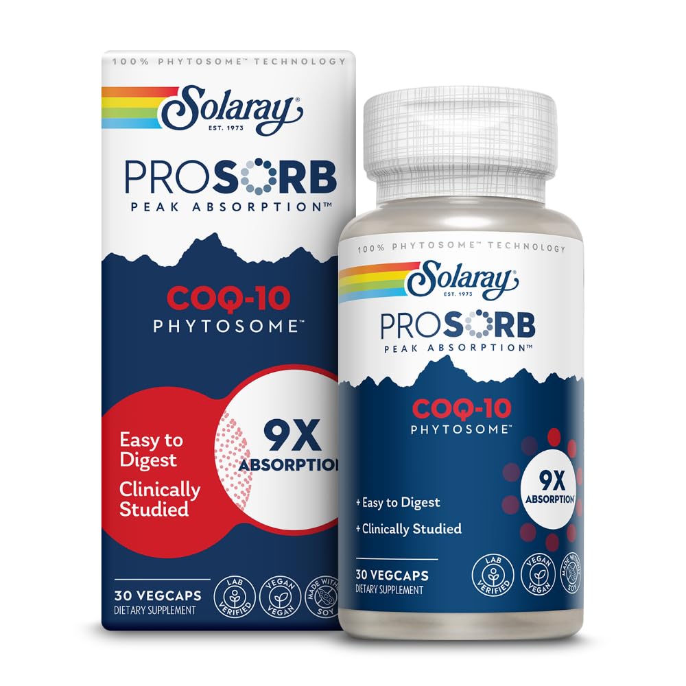 SOLARAY CoQ-10 Phytosome en botella, mejor absorción para uso diario.