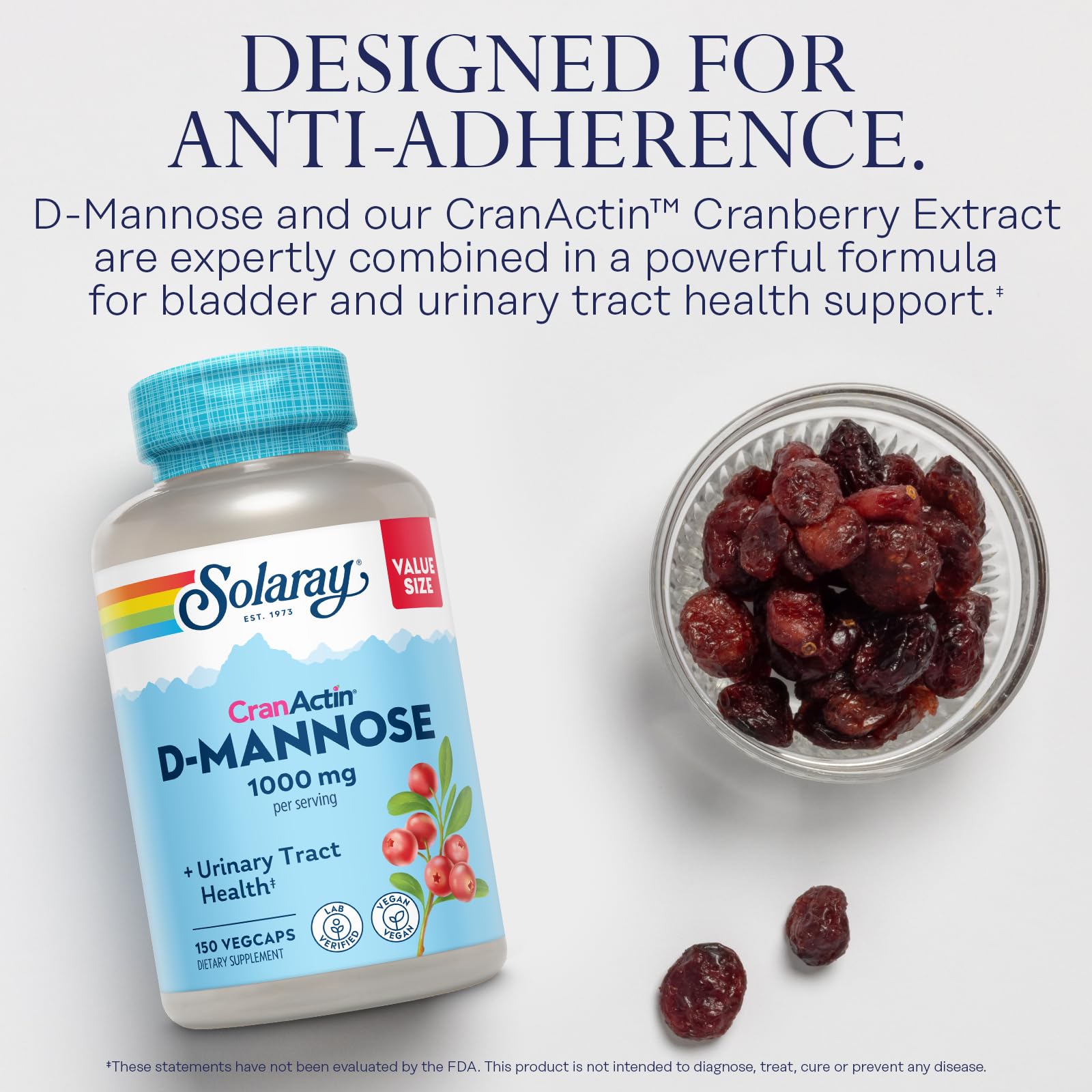 SOLARAY CranActin Cranberry Extract bottle – cranberry blend may support urinary health.