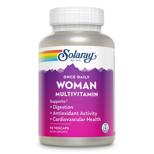 SOLARAY envase frontal del multivitamínico con hierro y beneficios visibles