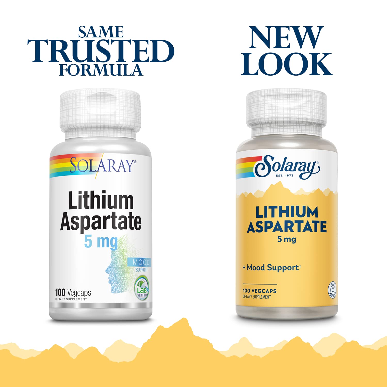 SOLARAY envase Litio Aspartato: 100 cápsulas para tu rutina diaria de bienestar.