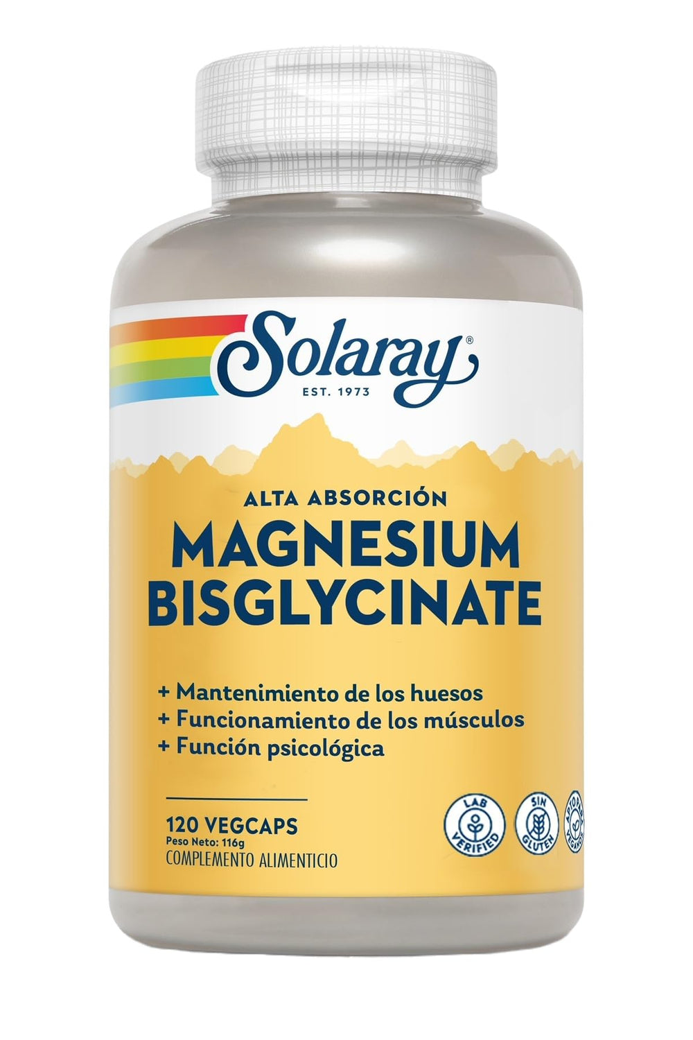 SOLARAY etiqueta con información nutricional y certificaciones visibles