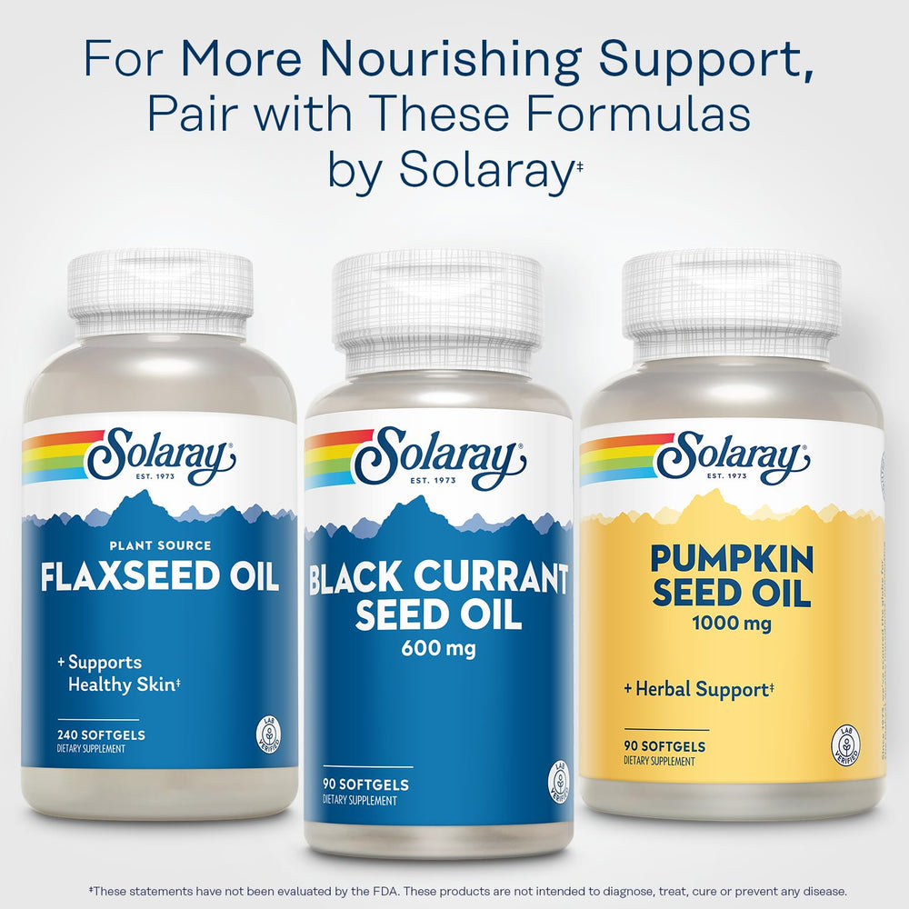 Solaray etiqueta con valores nutricionales clara y fácil de leer