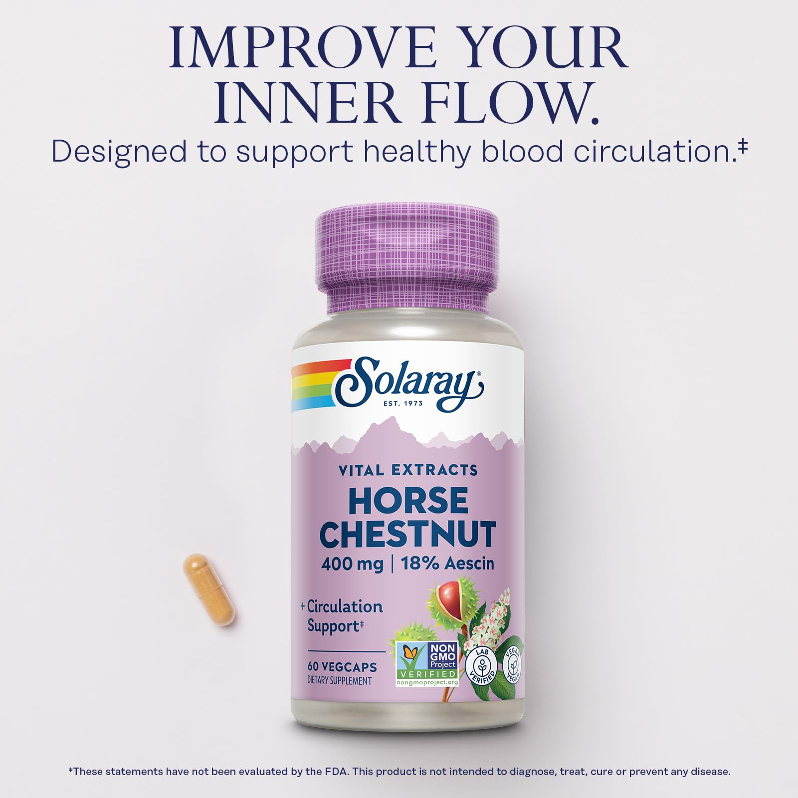 Solaray Frasco de cápsulas vegetales en envase verde.