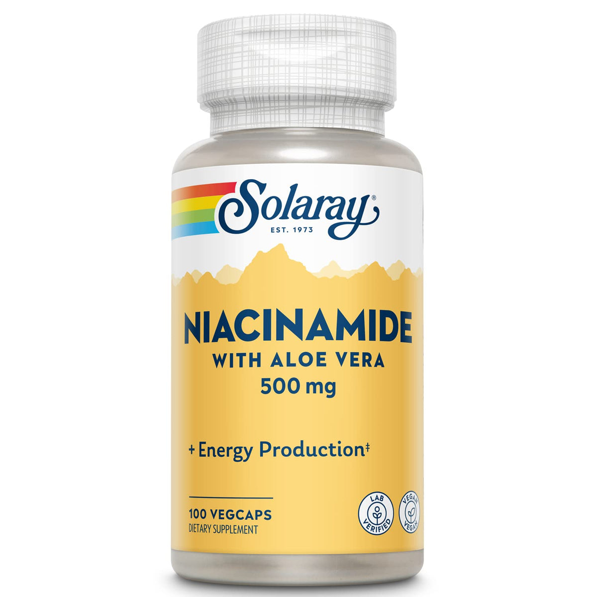 SOLARAY botella frontal del producto mostrando 100 cápsulas y etiqueta clara