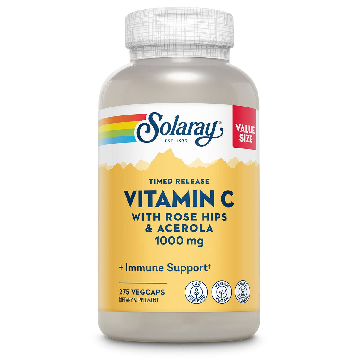SOLARAY frente del envase mostrando 275 VegCaps y beneficio claridad