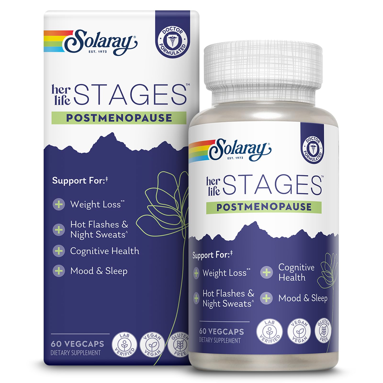 SOLARAY frente del envase mostrando 60 VegCaps y beneficios